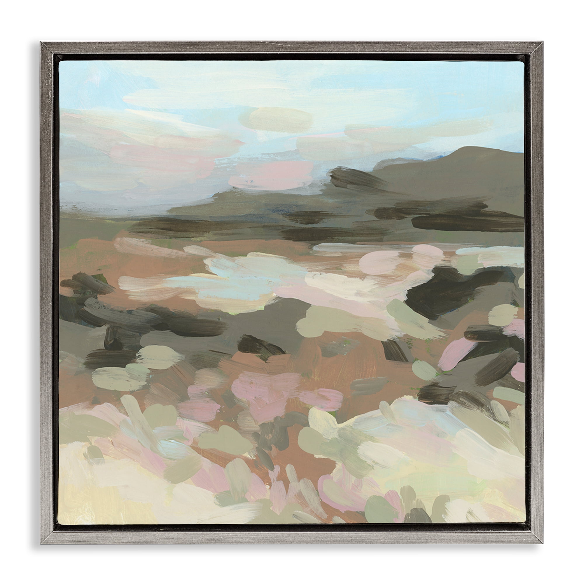 Stupell Industries Modern Brushed Landscape Landscape & Nature Painting Gray Floater Framed Canvas Art Print Wall Art, 25 x 25