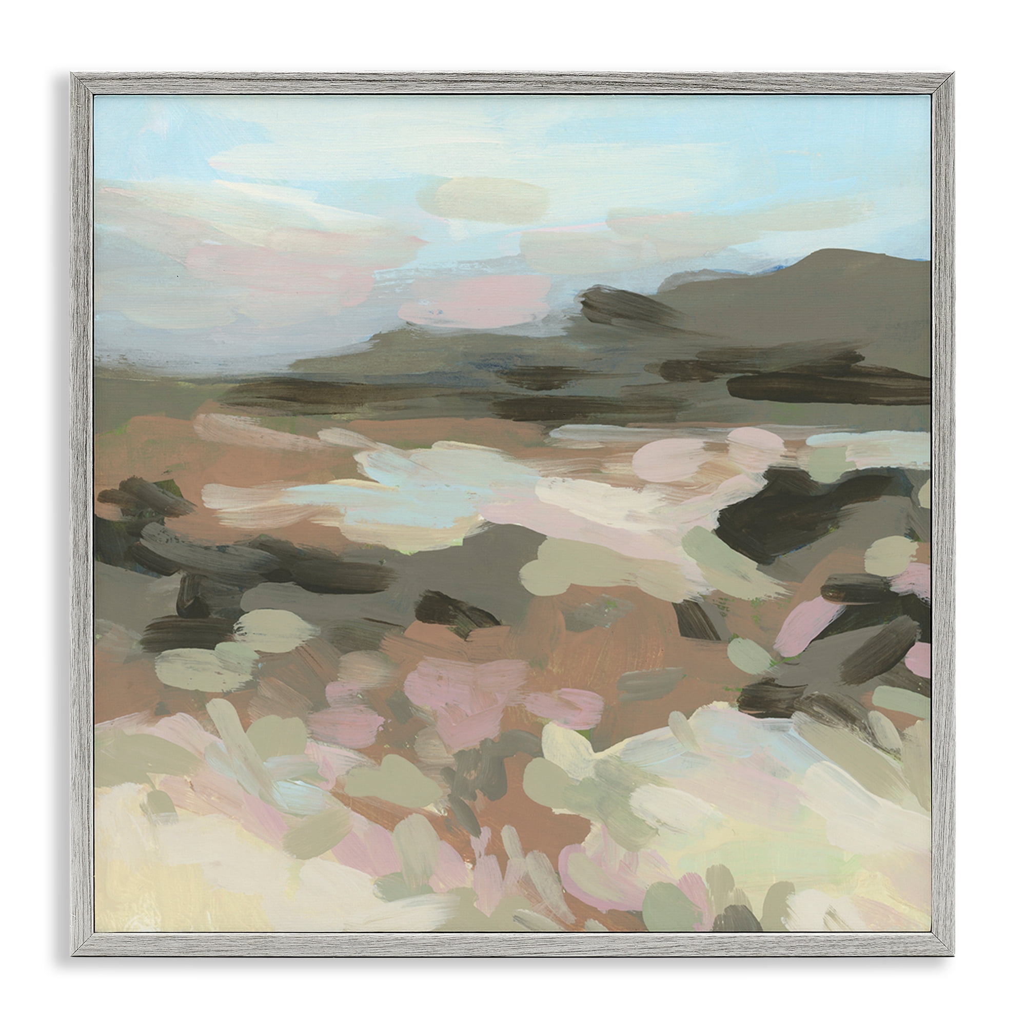 Stupell Industries Modern Brushed Landscape Landscape & Nature Painting Gray Framed Art Print Wall Art, 24 x 24