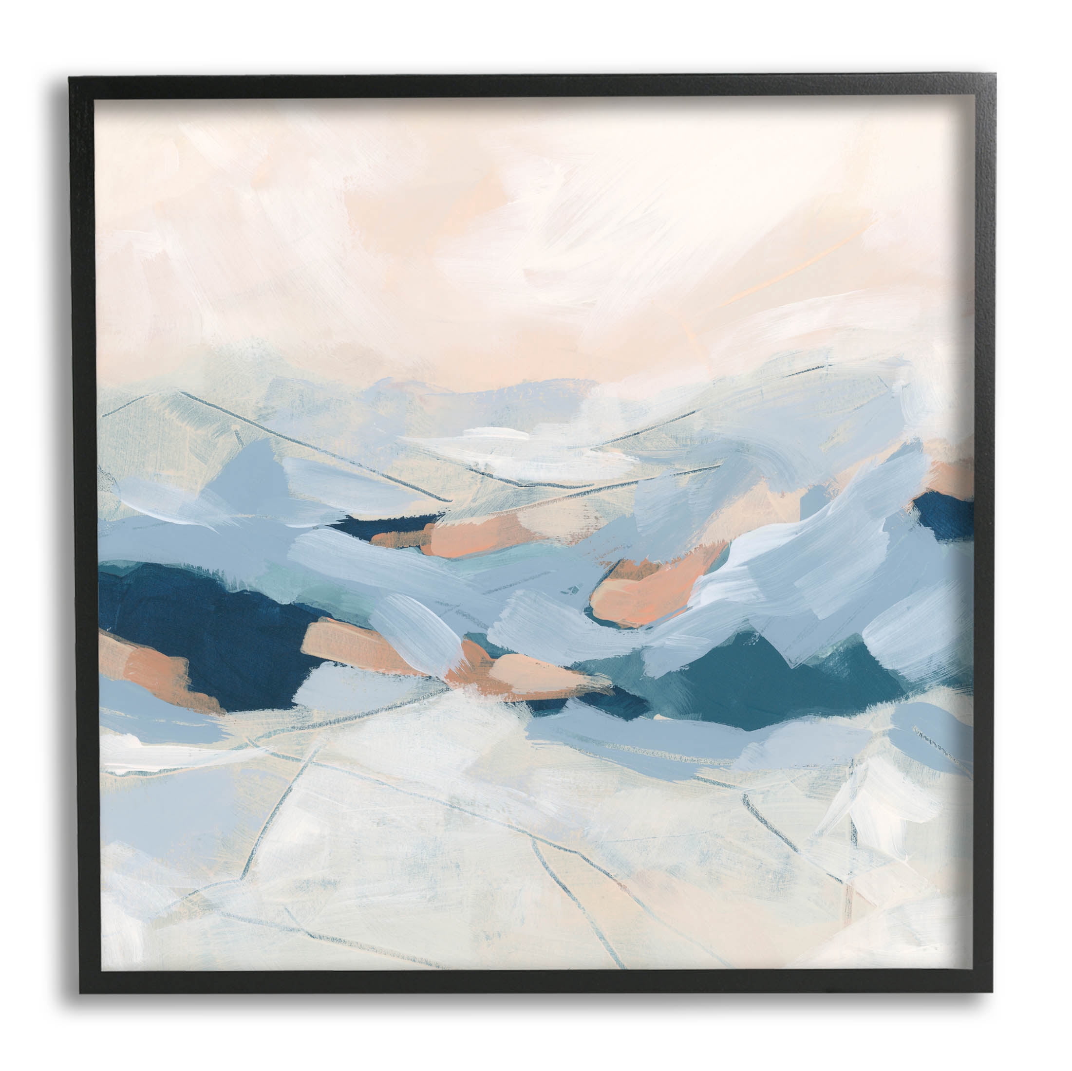 Stupell Industries Modern Brushed Mountain Landscape Painting Black Framed Art Print Wall Art, Design by June Erica Vess