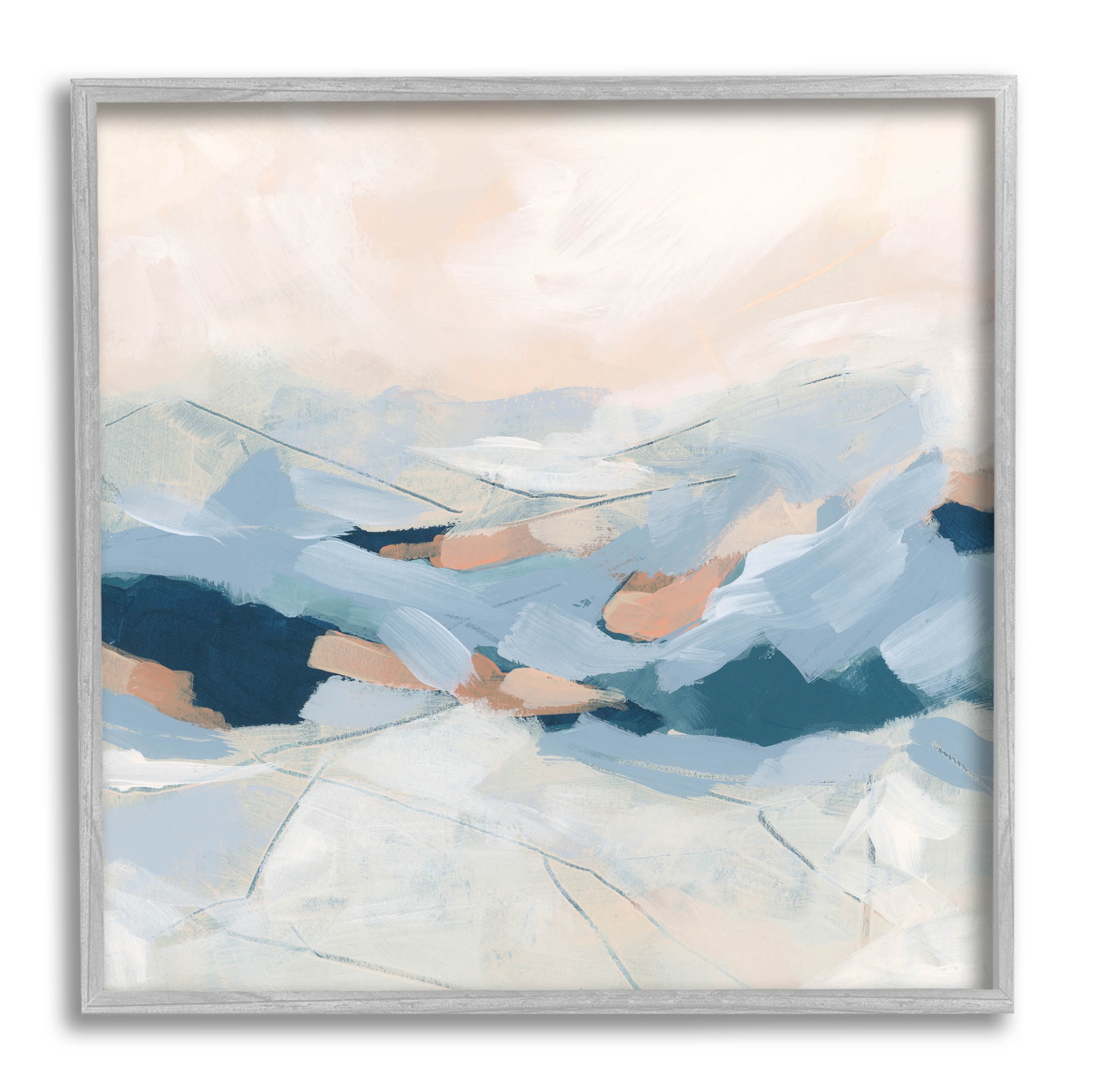 Stupell Industries Modern Brushed Mountain Landscape Painting Gray Framed Art Print Wall Art, Design by June Erica Vess