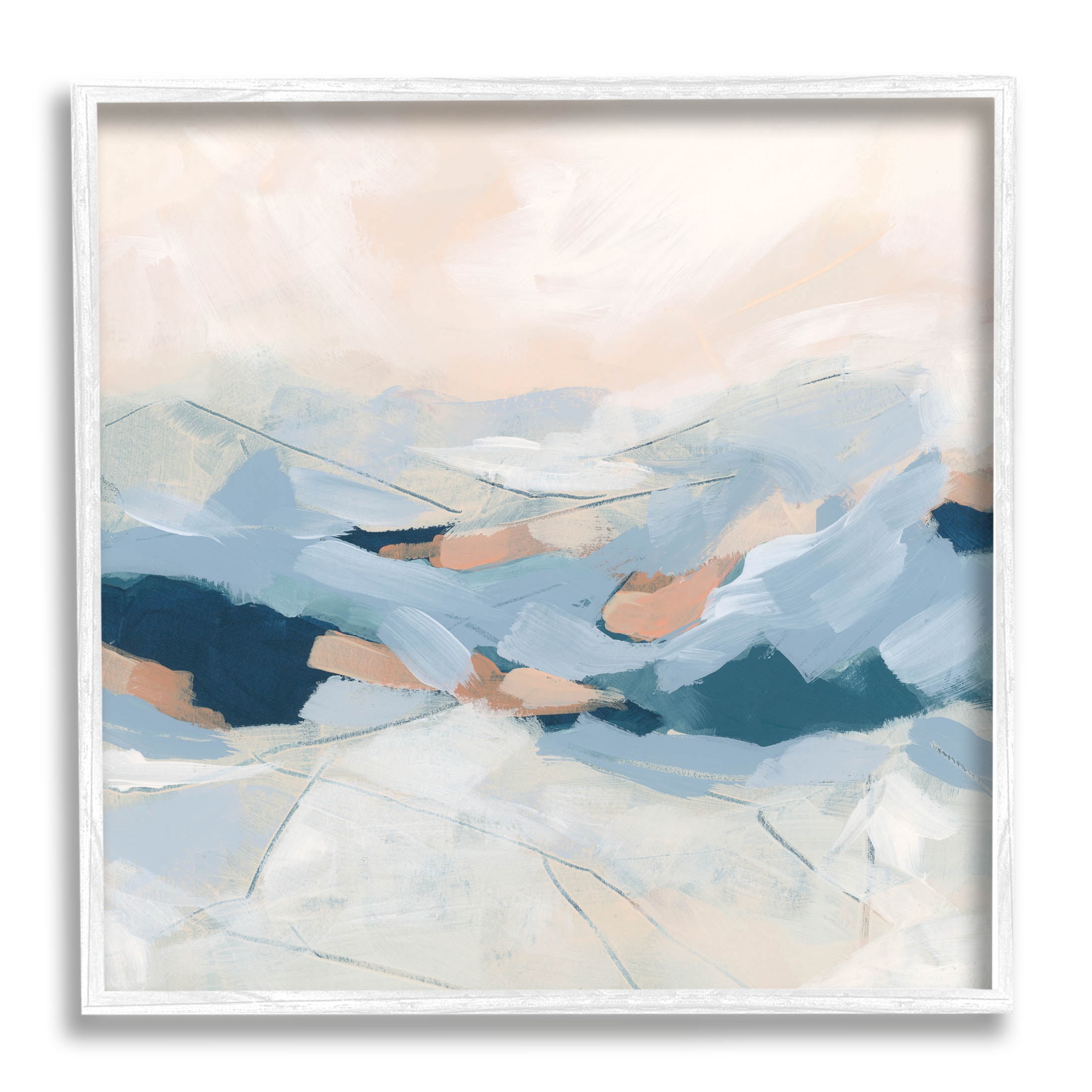 Stupell Industries Modern Brushed Mountain Landscape Painting White Framed Art Print Wall Art, Design by June Erica Vess