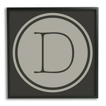 Stupell Industries Modern C Initial Circular Shape Elevator Key Typography Painting Black Framed Art Print Wall Art, 12 x 12