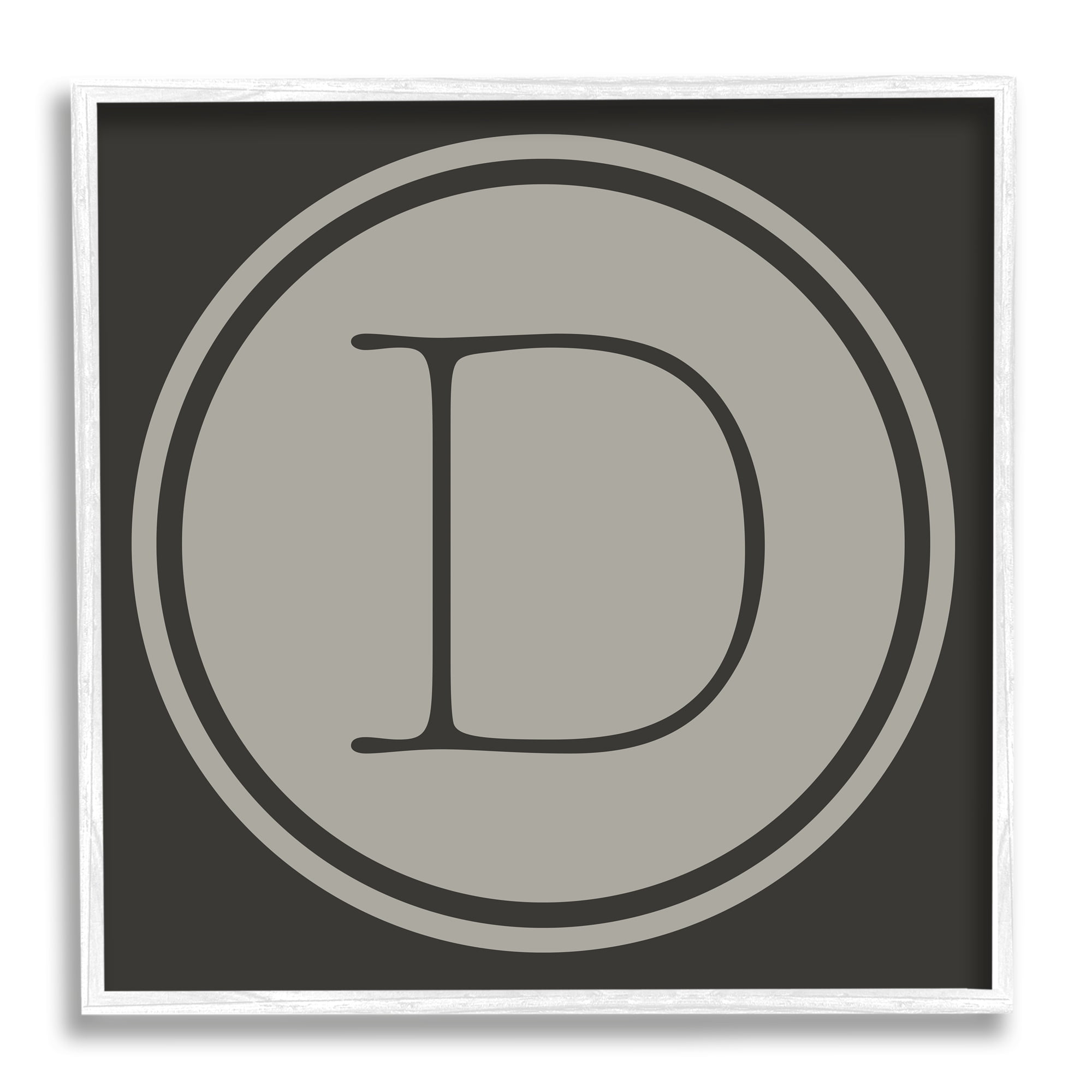 Stupell Industries Modern C Initial Circular Shape Elevator Key Typography Painting White Framed Art Print Wall Art, 12 x 12