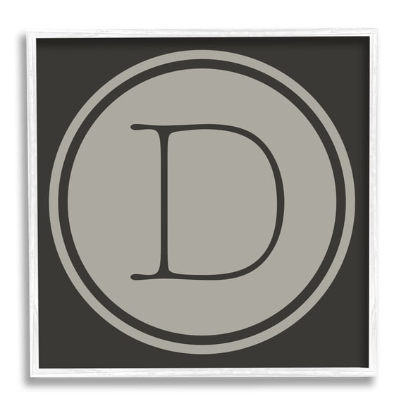 Stupell Industries Modern C Initial Circular Shape Elevator Key Typography Painting White Framed Art Print Wall Art, 12 x 12