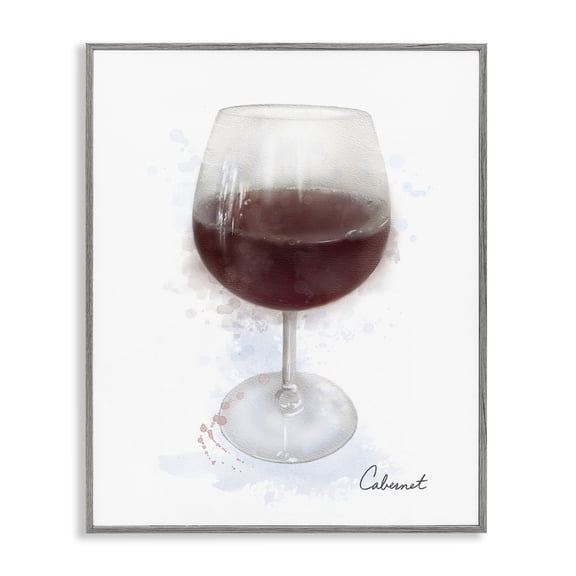 Stupell Industries Modern Cabernet in Glass Food & Beverage Painting Gray Framed Art Print Wall Art, 16 x 20