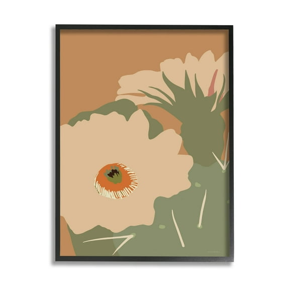 Stupell Industries Modern Cactus Flower Blossom Arid Vegetation Plants Graphic Art Black Framed Art Print Wall Art, Design by Kamdon Kreations