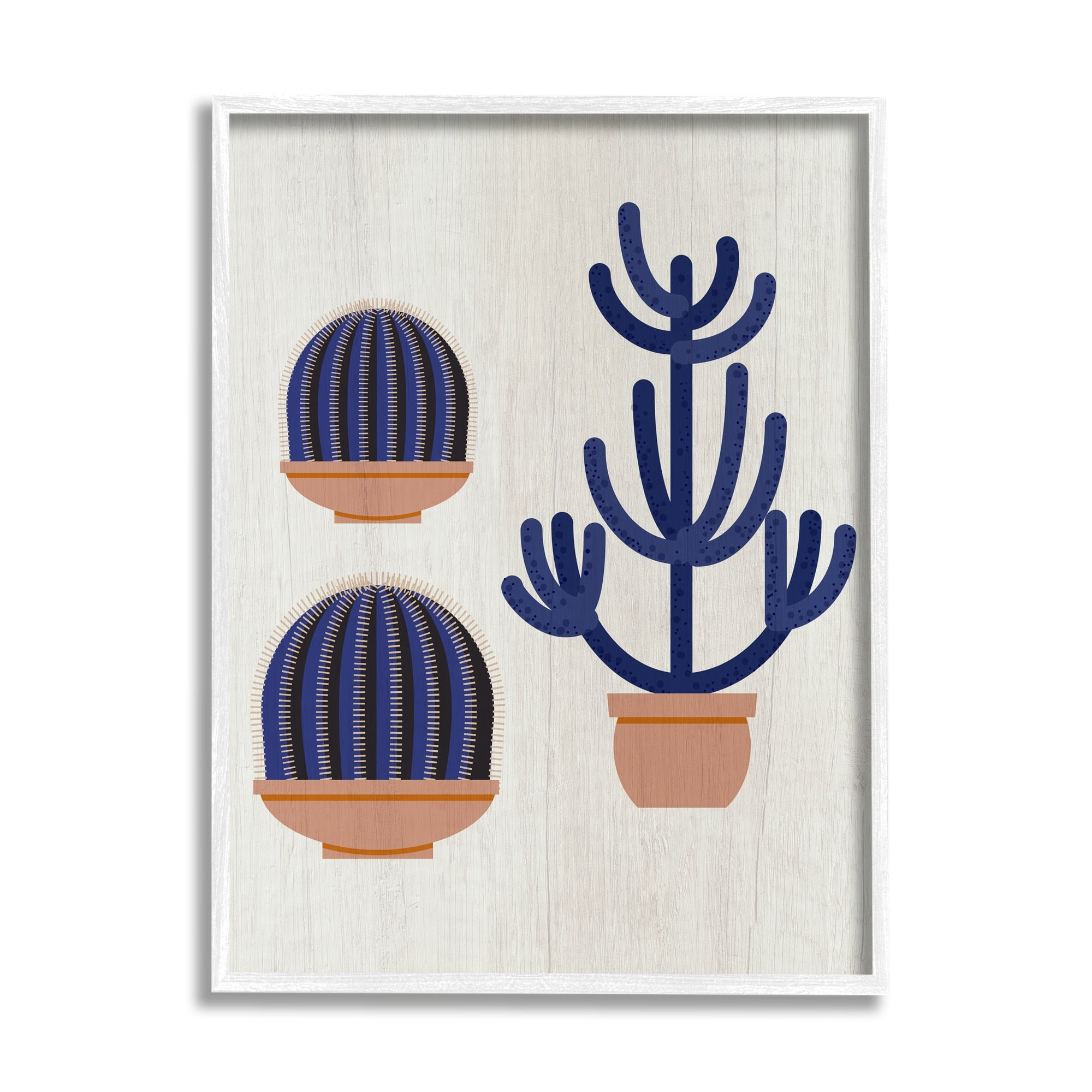 Stupell Industries Modern Cactus Trio Abstract Blue Cacti Potted, 24 x 30,Design by Daphne Polselli