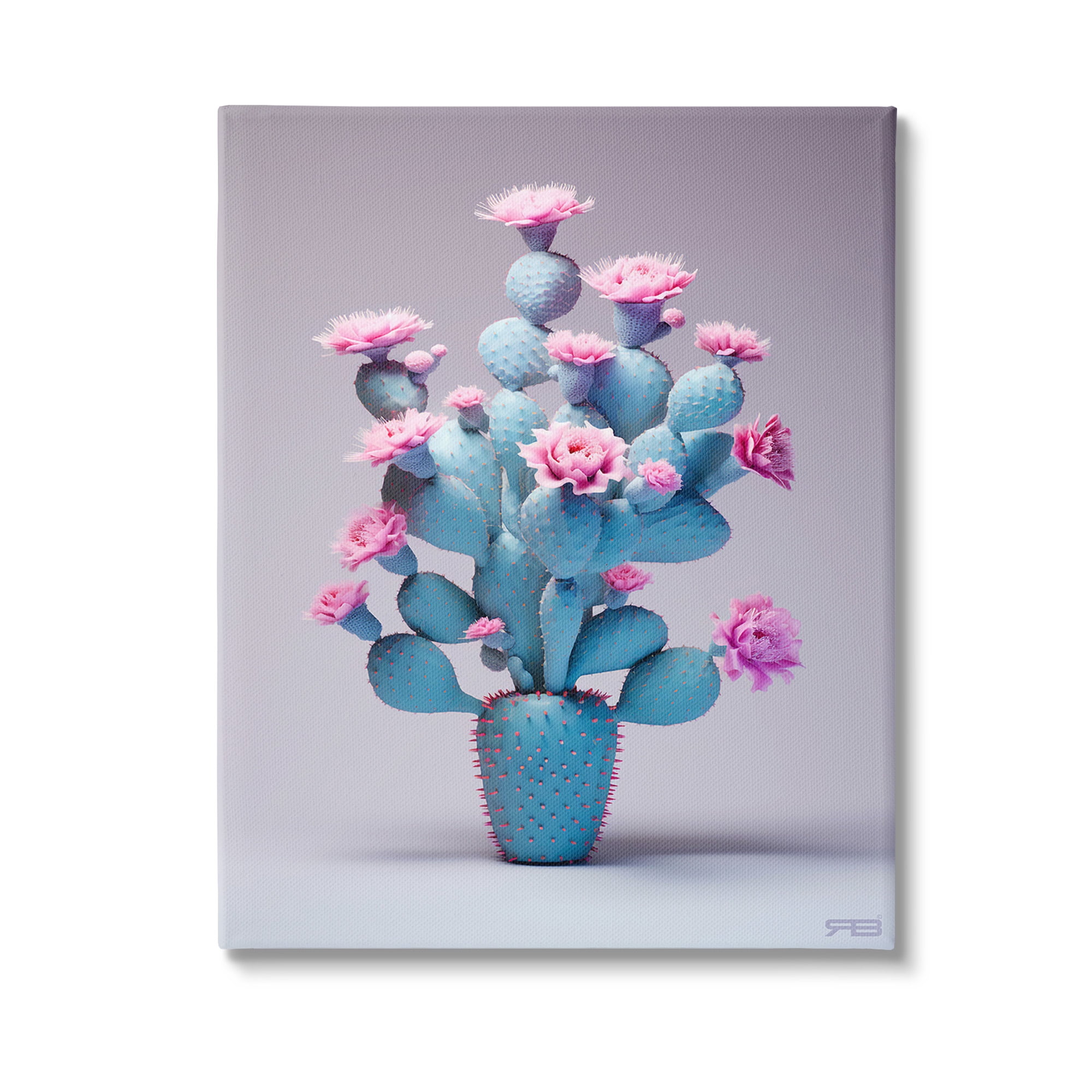 Stupell Industries Modern Cactus with Flowers Botanical & Floral Painting Gallery Wrapped Canvas Art Print Wall Art, 36 x 48