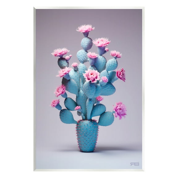 Stupell Industries Modern Cactus with Flowers Botanical & Floral Painting Unframed Art Print Wall Art, 10 x 15