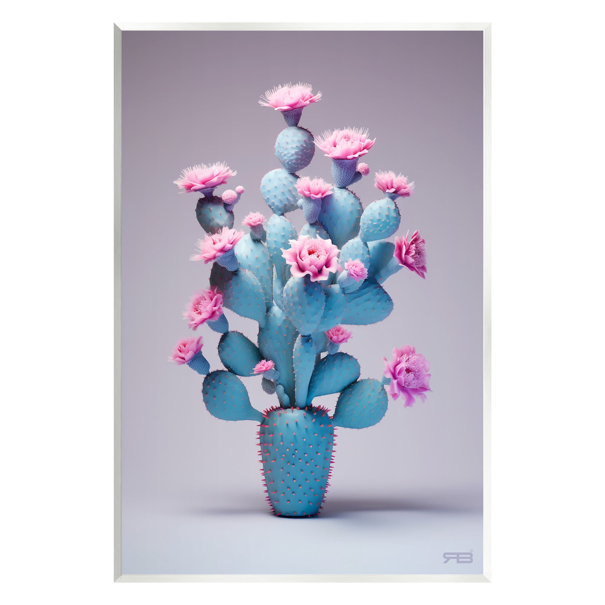 Stupell Industries Modern Cactus with Flowers Botanical & Floral Painting Unframed Art Print Wall Art, 13 x 19
