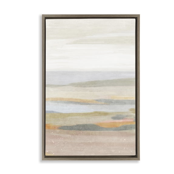 Stupell Industries Modern Calming Neutral Beach Brown Floating Frame Canvas Art, 21 x 31, by Suzanne Nicoll