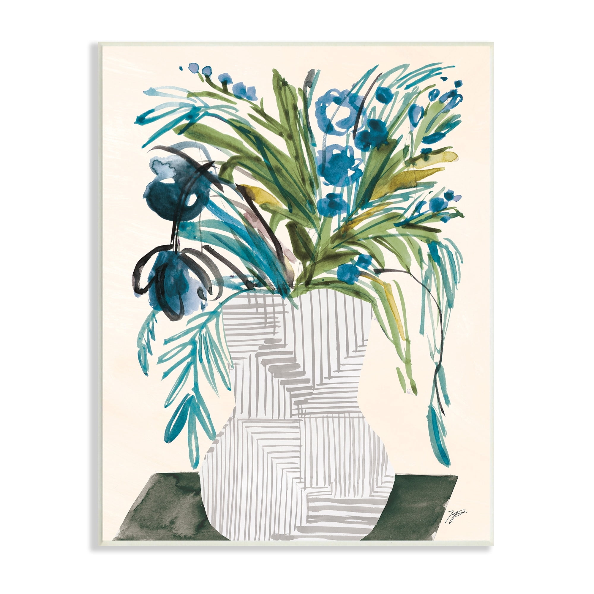 Stupell Industries Modern Cascading Blue Flowers Abstract Floral Arrangement, 10 x 15,Design by Karyn Panganiban