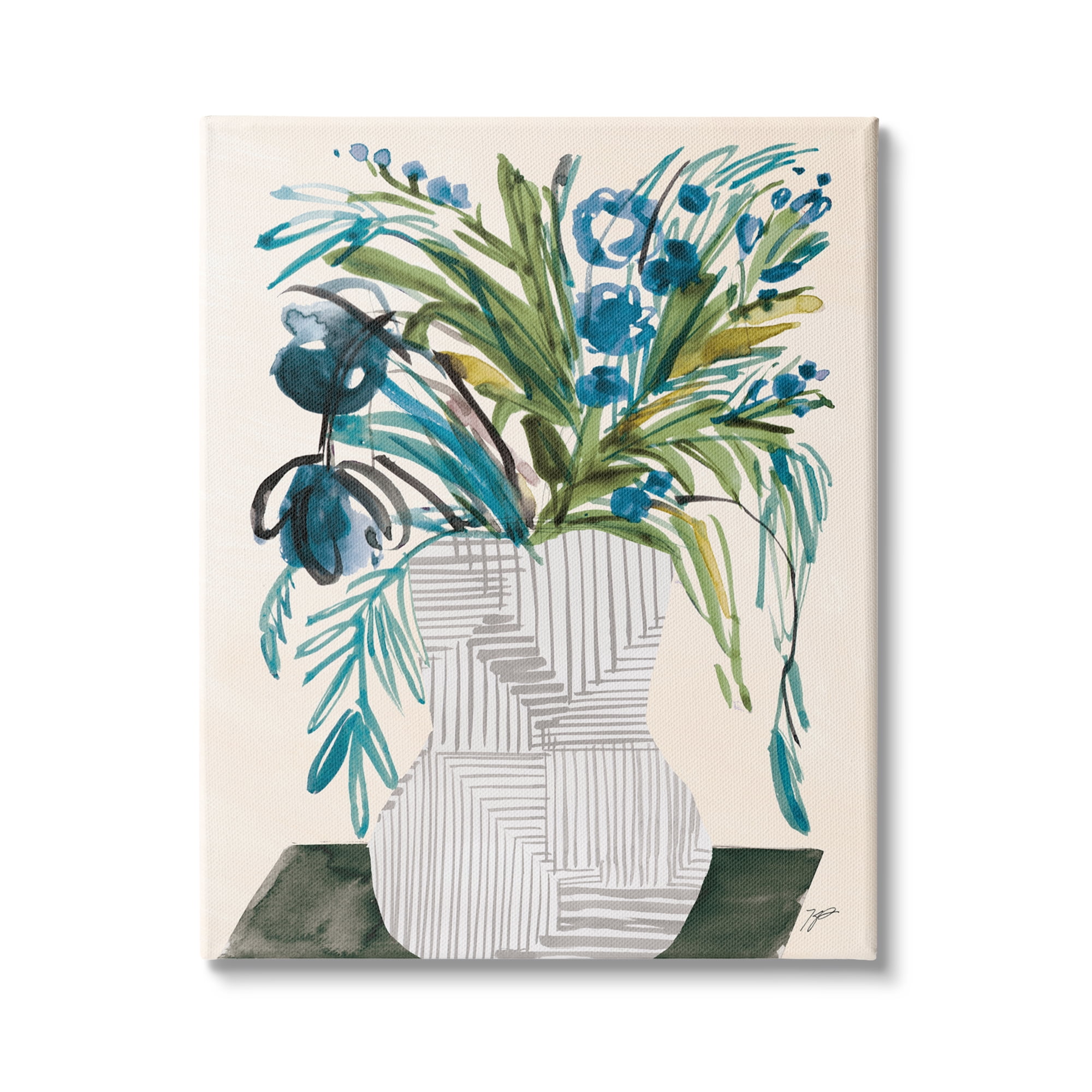 Stupell Industries Modern Cascading Blue Flowers Abstract Floral Arrangement, 16 x 20,Design by Karyn Panganiban