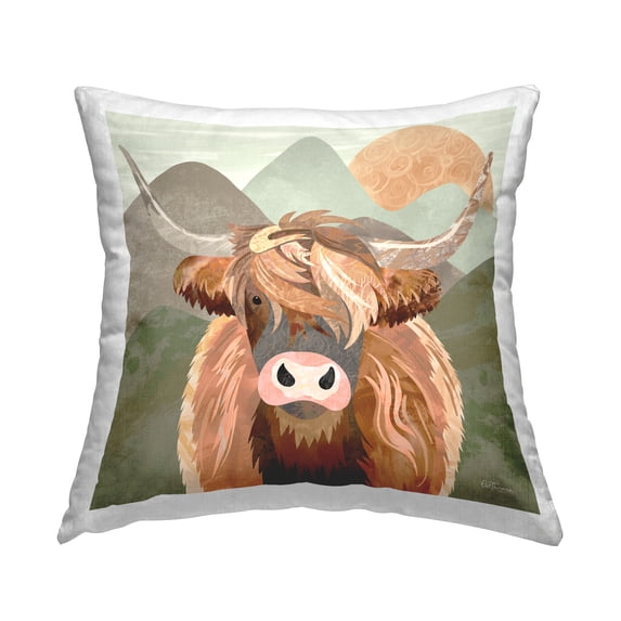 Stupell Industries Modern Cattle Landscape Square Decorative Printed Throw Pillow, 18 x 18
