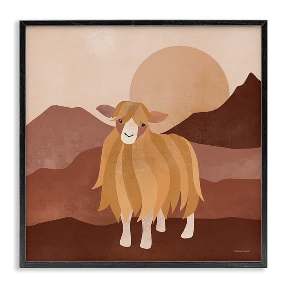 Stupell Industries Modern Cattle Mountains Landscape Black Framed Giclee Art, 24 x 24, by Rachel Nieman
