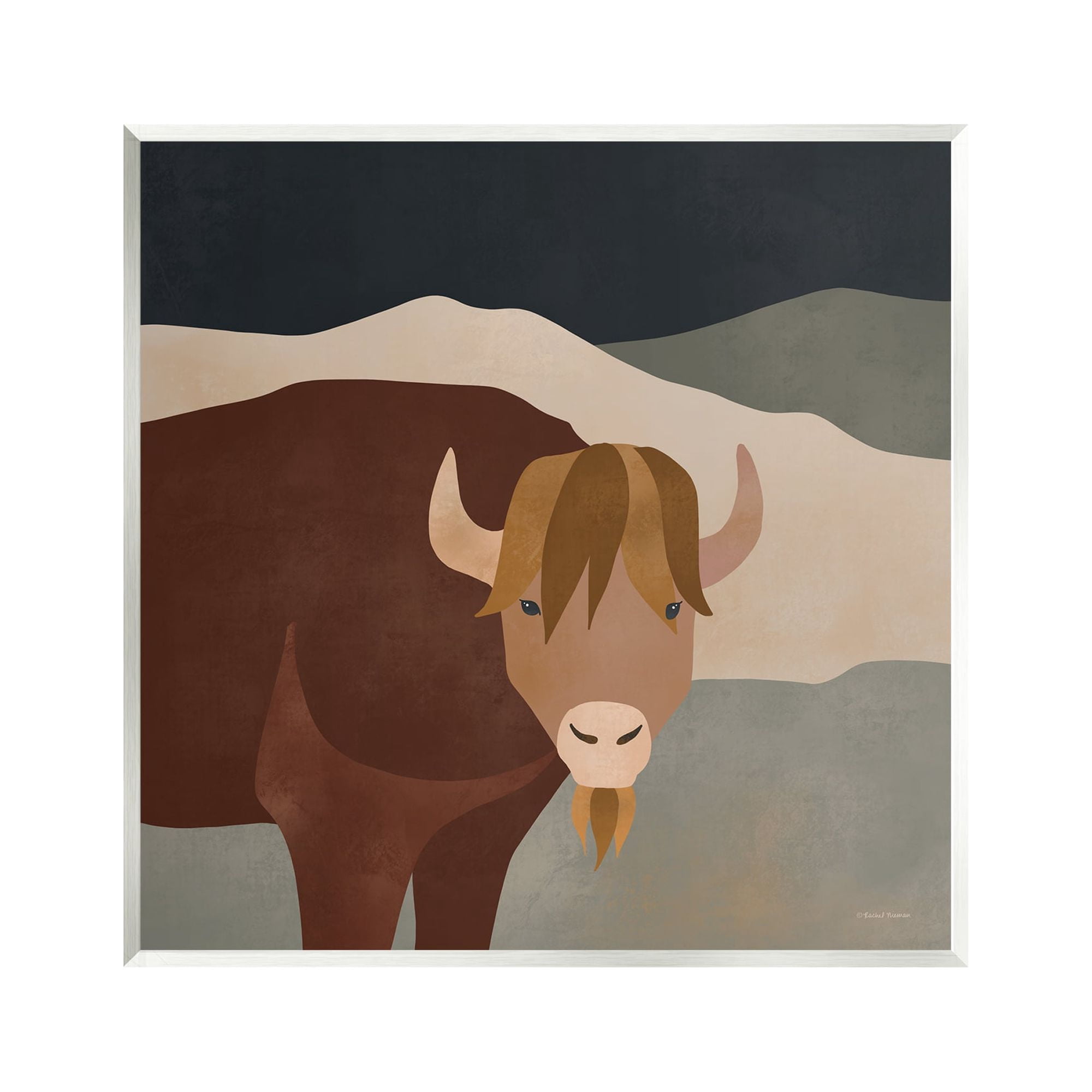 Stupell Industries Modern Cattle Portrait Animals & Insects Painting Unframed Art Print Wall Art, 12 x 12