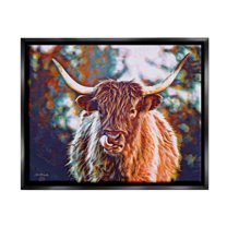 Stupell Industries Modern Cattle Portrait Animals & Insects Photography Black Floater Framed Art Print Wall Art, 21 x 17