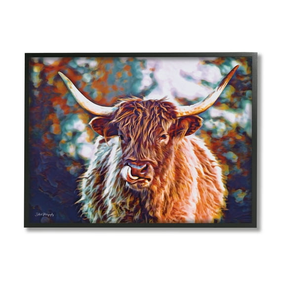 Stupell Industries Modern Cattle Portrait Animals & Insects Photography Black Framed Art Print Wall Art, 14 x 11