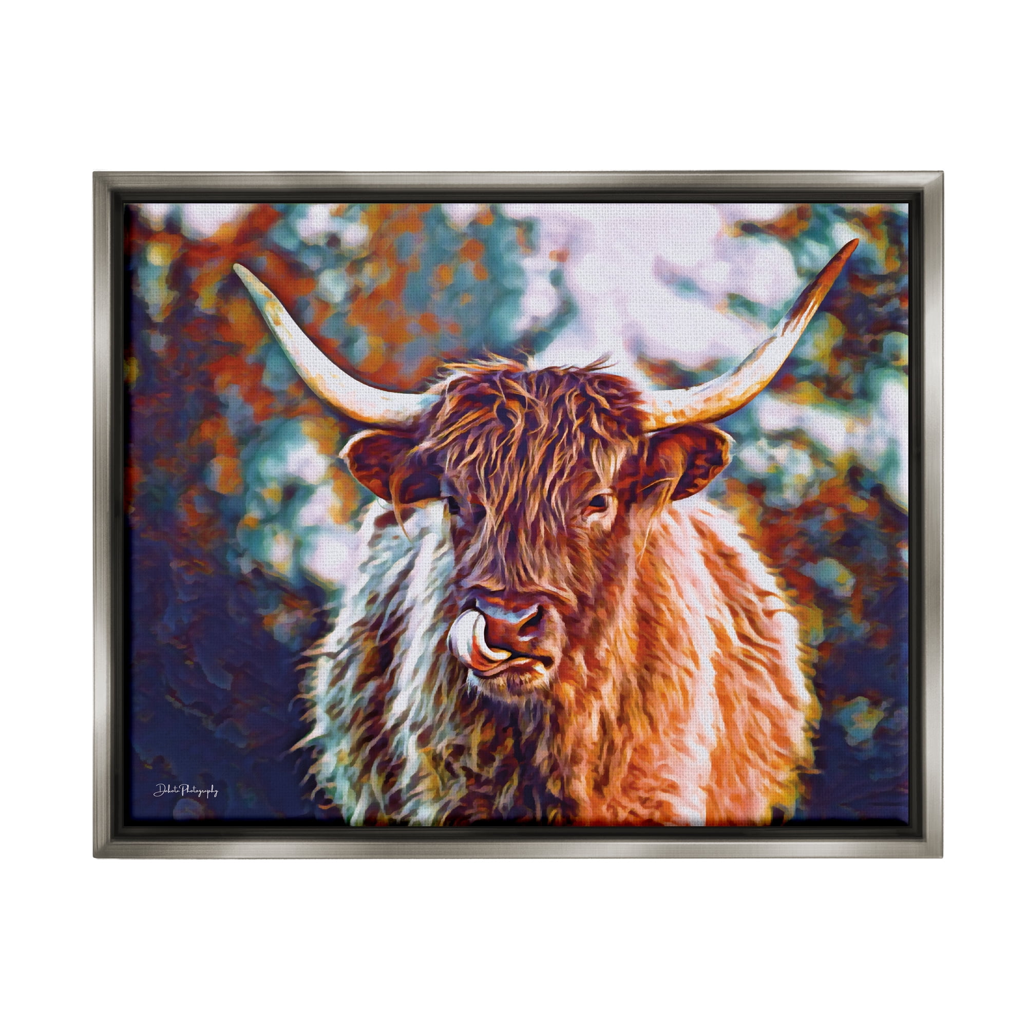 Stupell Industries Modern Cattle Portrait Animals & Insects Photography Gray Floater Framed Art Print Wall Art, 31 x 25
