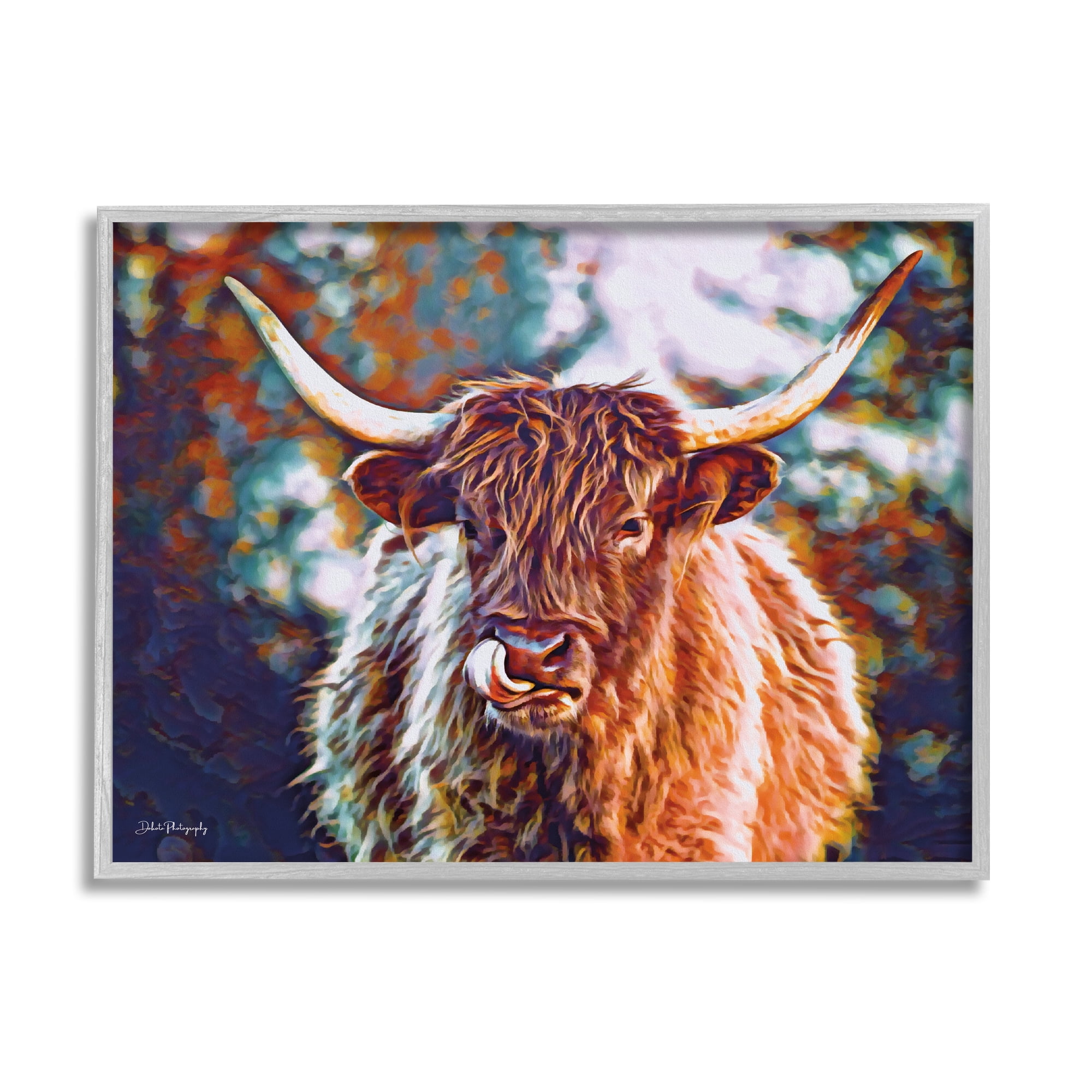 Stupell Industries Modern Cattle Portrait Animals & Insects Photography Gray Framed Art Print Wall Art, 30 x 24