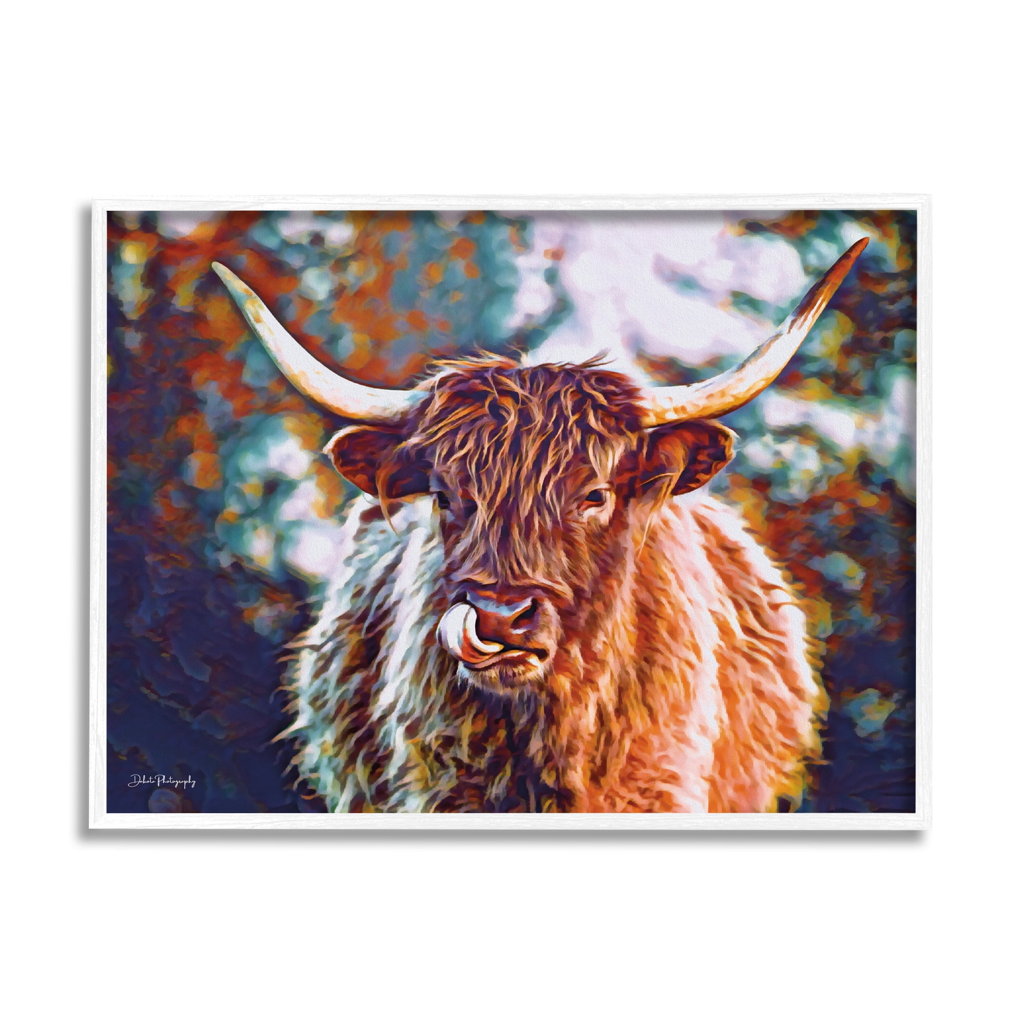 Stupell Industries Modern Cattle Portrait Animals & Insects Photography White Framed Art Print Wall Art, 14 x 11