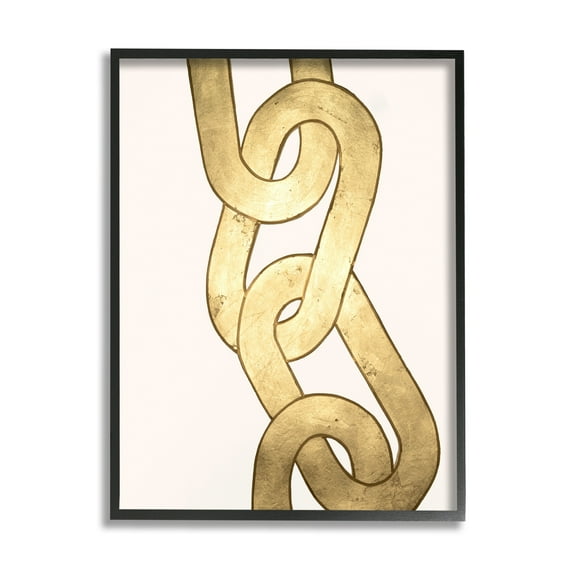 Stupell Industries Modern Chain Links Shapes Abstract Painting Black Framed Art Print Wall Art