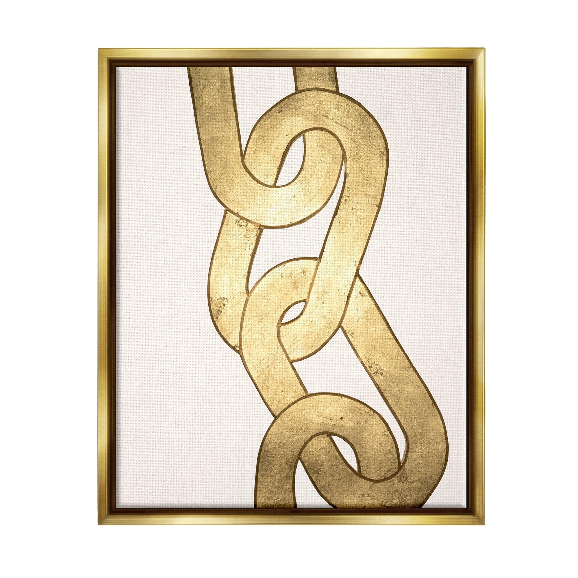 Stupell Industries Modern Chain Links Shapes Abstract Painting Gold Floater Framed Art Print Wall Art