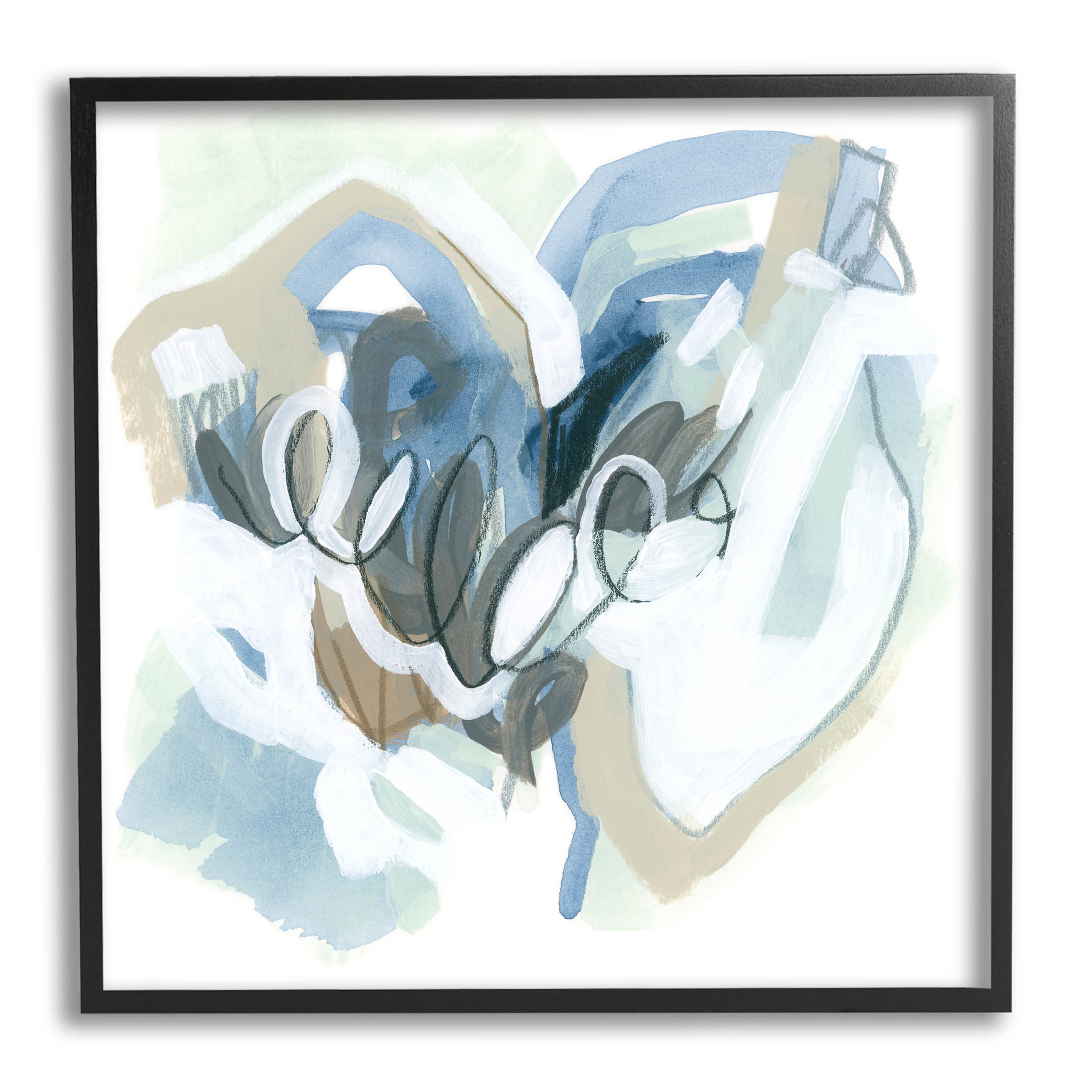 Stupell Industries Modern Chaotic Spiral Shapes Painting Black Framed Art Print Wall Art, Design by June Erica Vess
