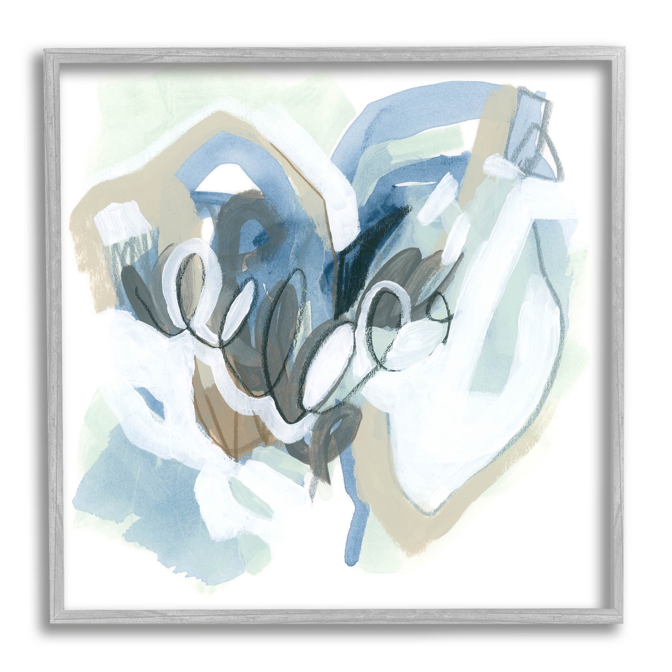 Stupell Industries Modern Chaotic Spiral Shapes Painting Gray Framed Art Print Wall Art, Design by June Erica Vess