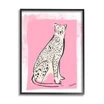 Stupell Industries Modern Cheetah Ink Lines Blocked Pink Border Graphic Art Black Framed Art Print Wall Art, Design by Kendra Shedenhelm