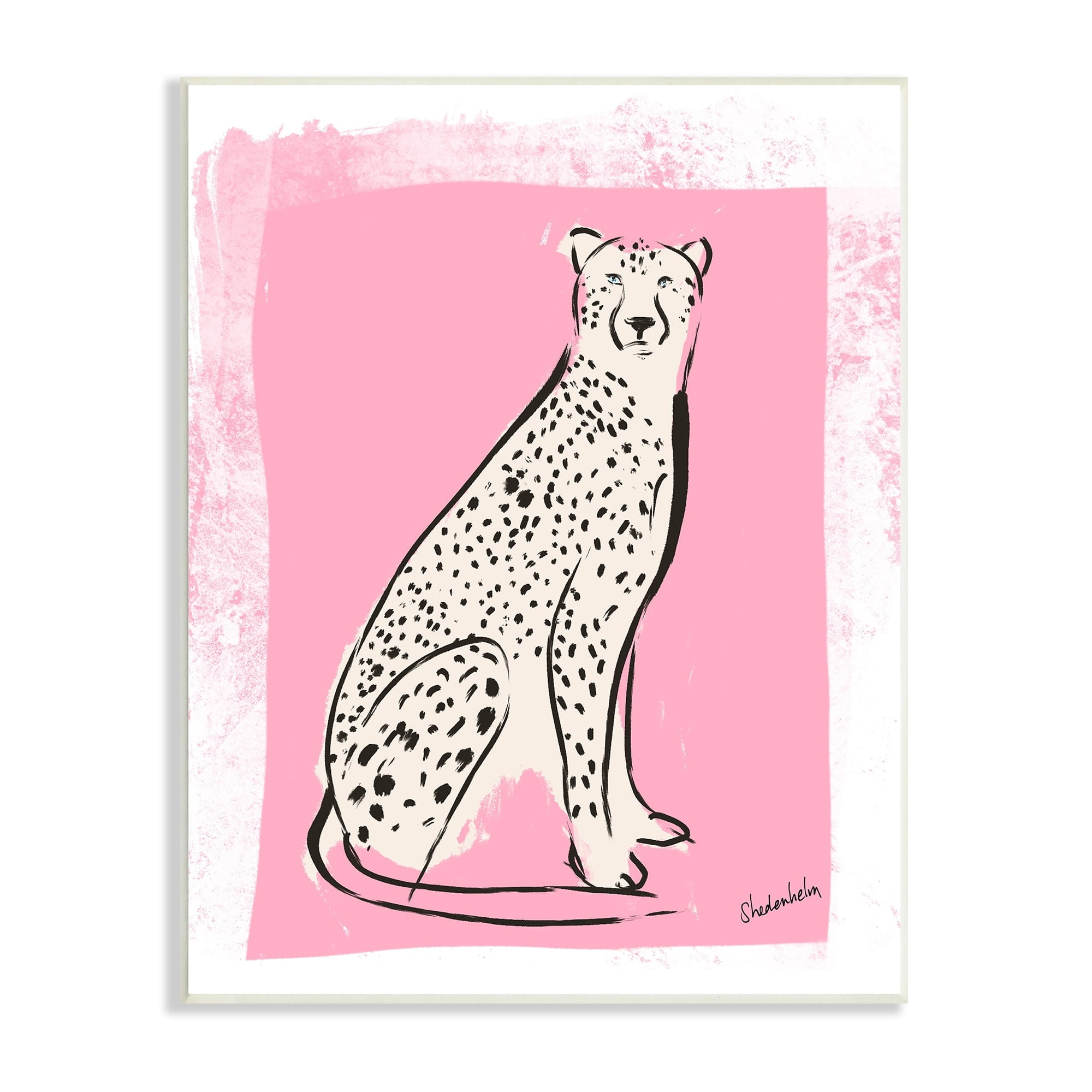 Stupell Industries Modern Cheetah Ink Lines Blocked Pink Border Graphic Art Unframed Art Print Wall Art, Design by Kendra Shedenhelm