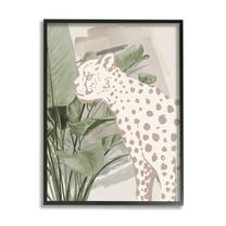Stupell Industries Modern Cheetah & Palms Animals & Insects Painting Black Framed Art Print Wall Art, 11 x 14