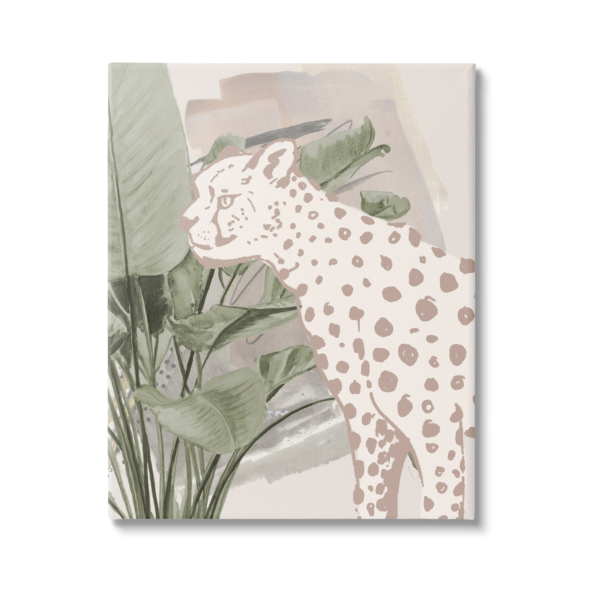 Stupell Industries Modern Cheetah & Palms Animals & Insects Painting Gallery Wrapped Canvas Print Wall Art, 24 x 30
