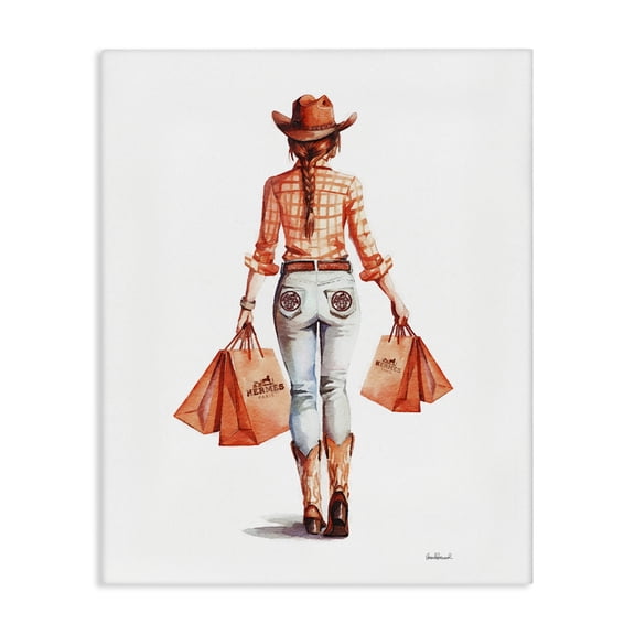 Stupell Industries Modern Chic Cowgirl People Painting Wrapped Canvas Art Print Wall Art, 24 x 30
