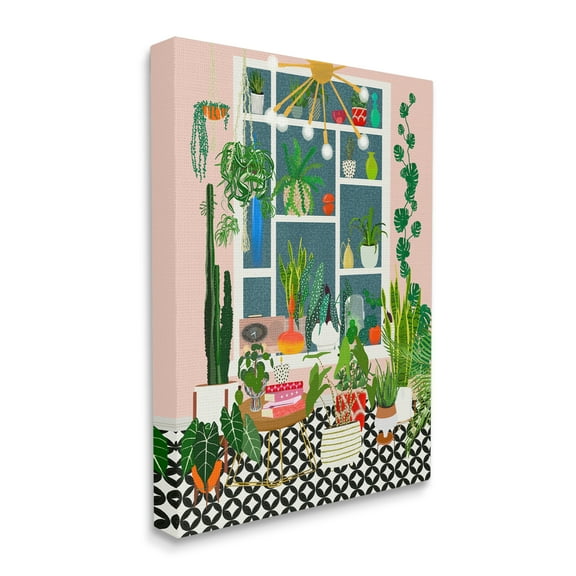 Stupell Industries Modern Chic Home Interior Plant Lover Sanctuary Botanical & Floral Painting Gallery Wrapped Canvas Print Wall Art, 30 x 40