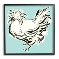 Stupell Industries Modern Chicken on Blue Animals & Insects Painting Black Framed Art Print Wall Art, 12 x 12