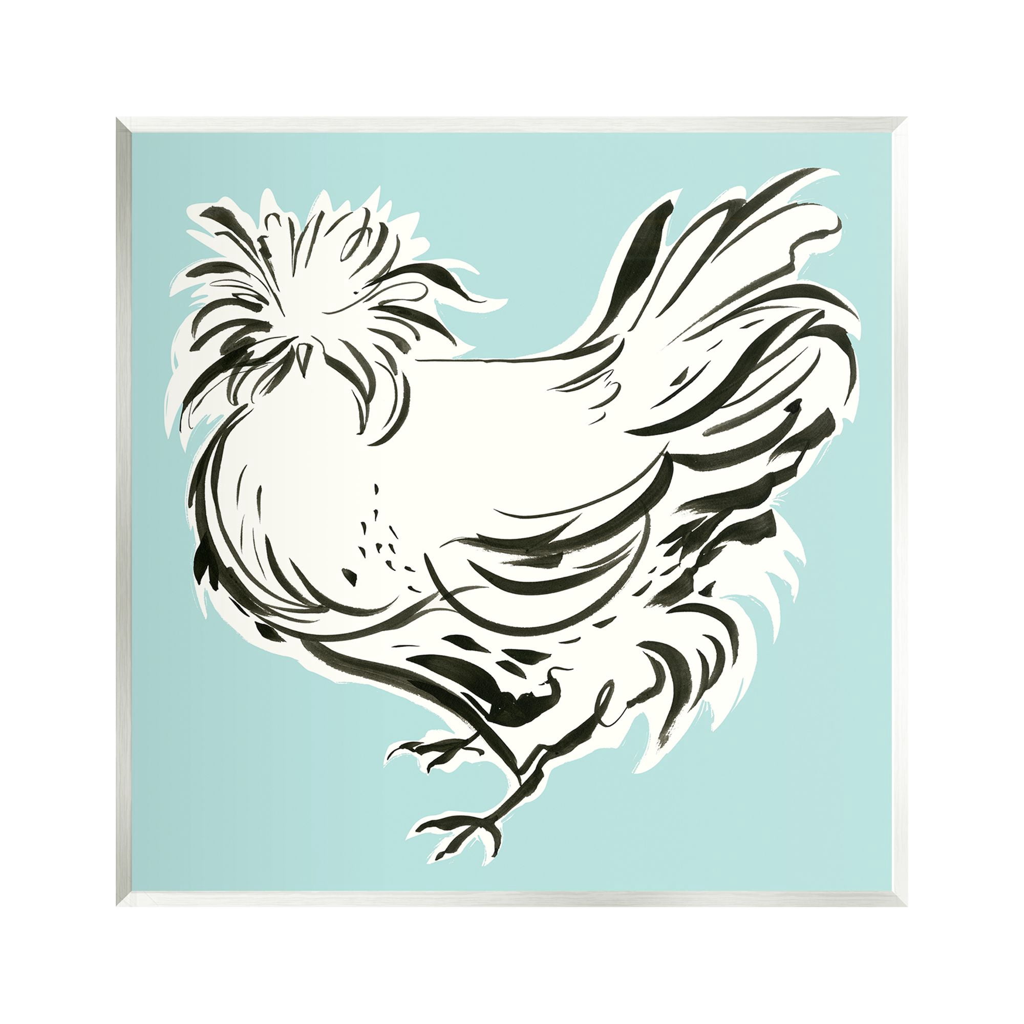 Stupell Industries Modern Chicken on Blue Animals & Insects Painting Unframed Art Print Wall Art, 12 x 12