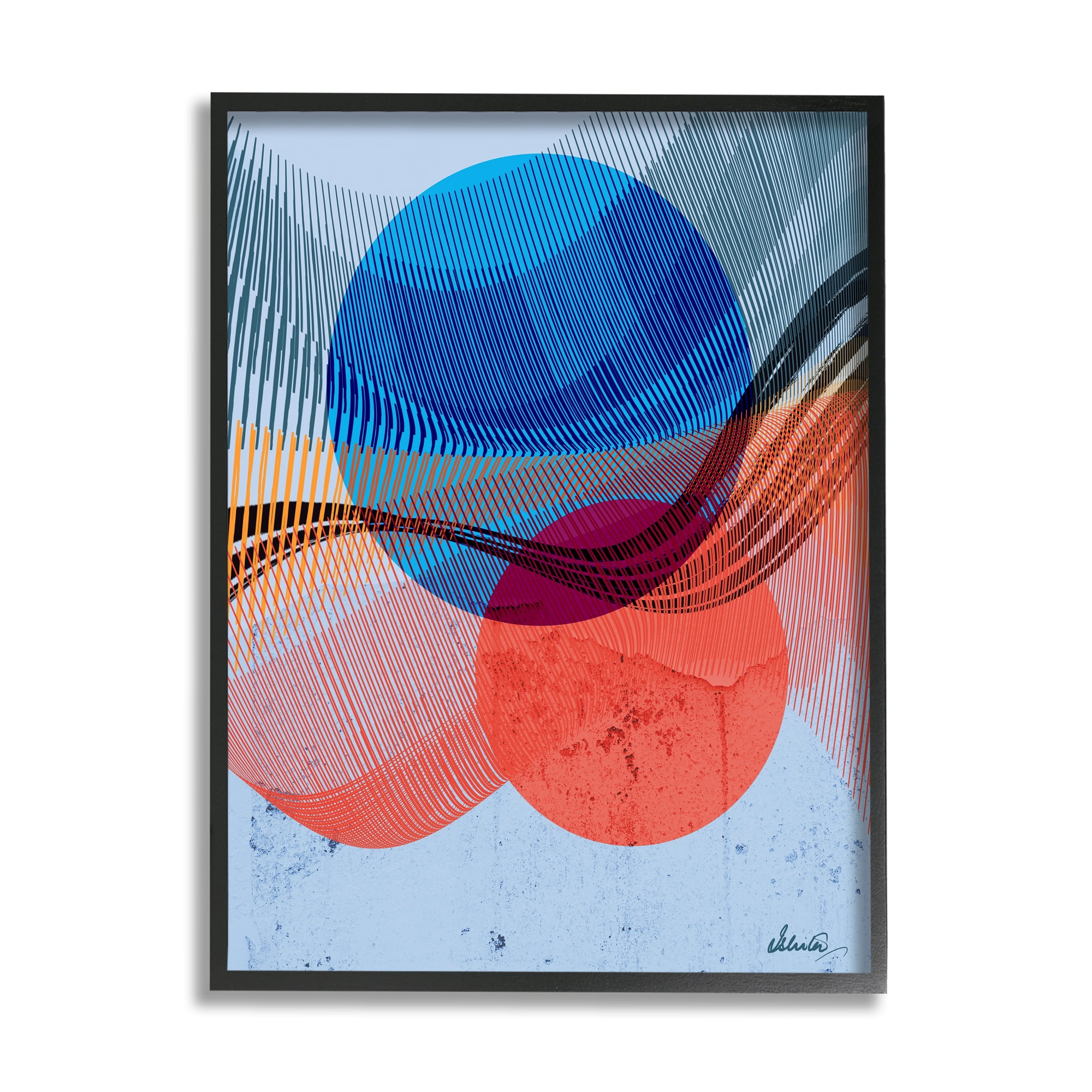 Stupell Industries Modern Circle Patterns Abstract Painting Black Framed Art Print Wall Art, 11 x 14