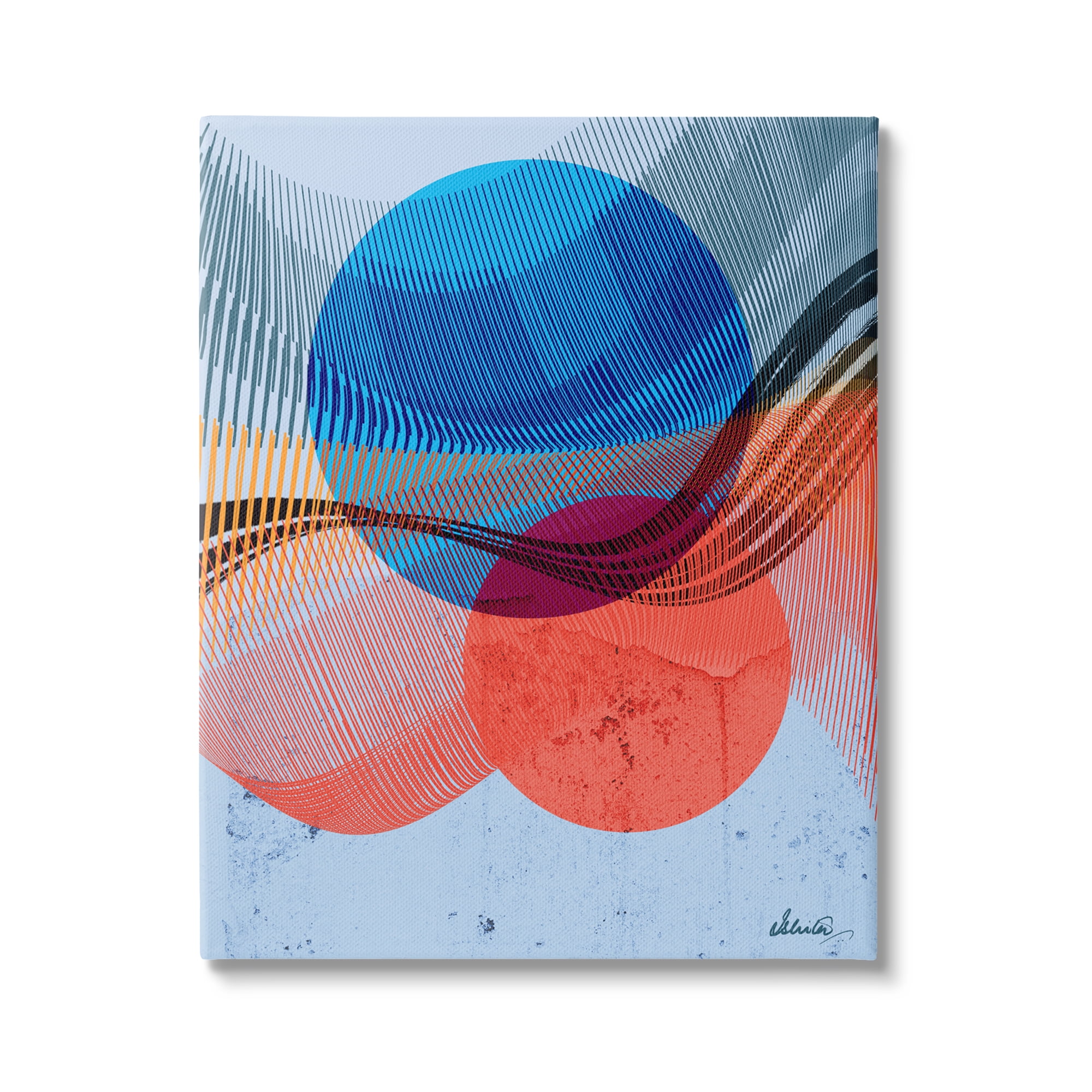 Stupell Industries Modern Circle Patterns Abstract Painting Gallery Wrapped Canvas Art Print Wall Art, 24 x 30