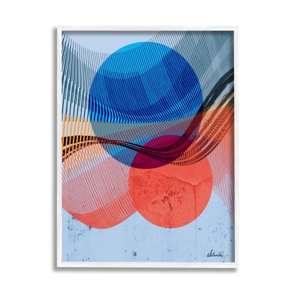 Stupell Industries Modern Circle Patterns Abstract Painting White Framed Art Print Wall Art, 16 x 20