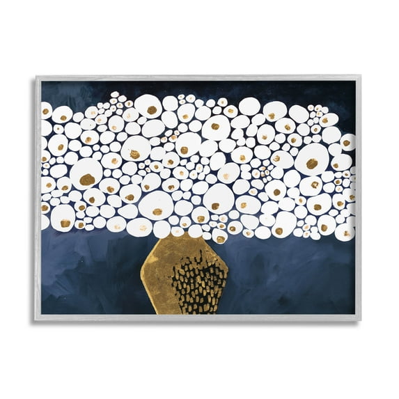 Stupell Industries Modern Circle Shape Bouquet Graphic Art Gray Framed Art Print Wall Art, Design by Ruth Fromstein