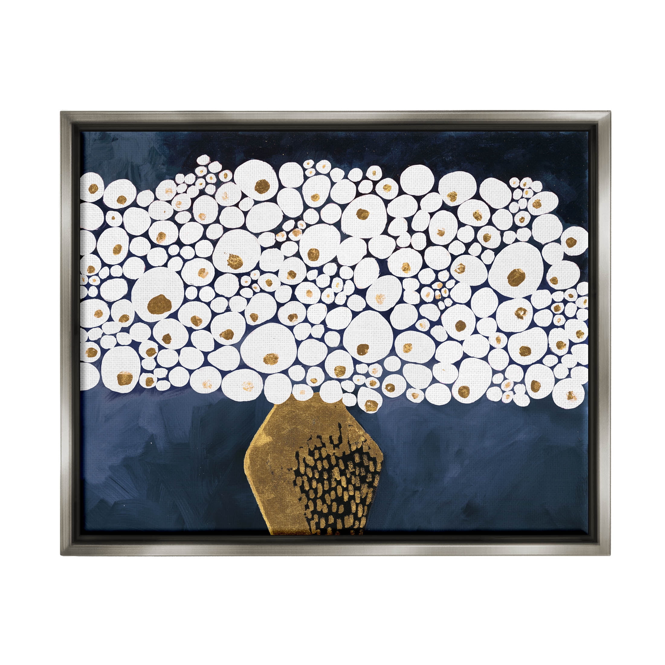 Stupell Industries Modern Circle Shape Bouquet Graphic Art Luster Gray Floating Framed Canvas Print Wall Art, Design by Ruth Fromstein