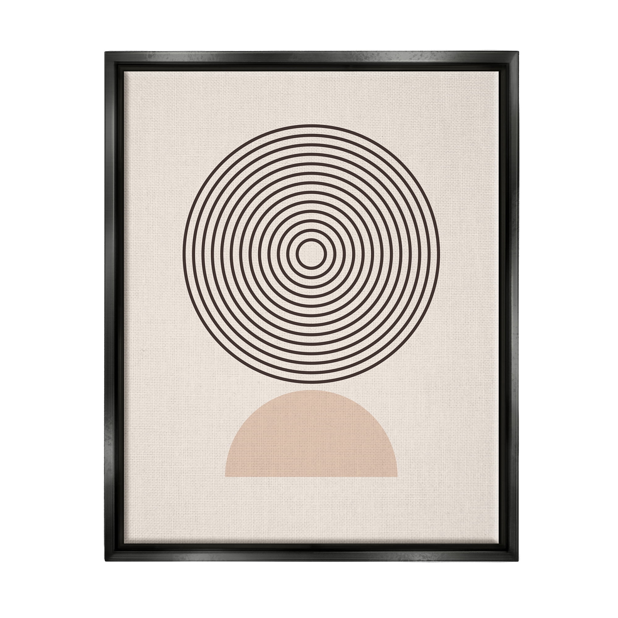 Stupell Industries Modern Circles on Beige Abstract Painting Black Floater Framed Art Print Wall Art, 17 x 21