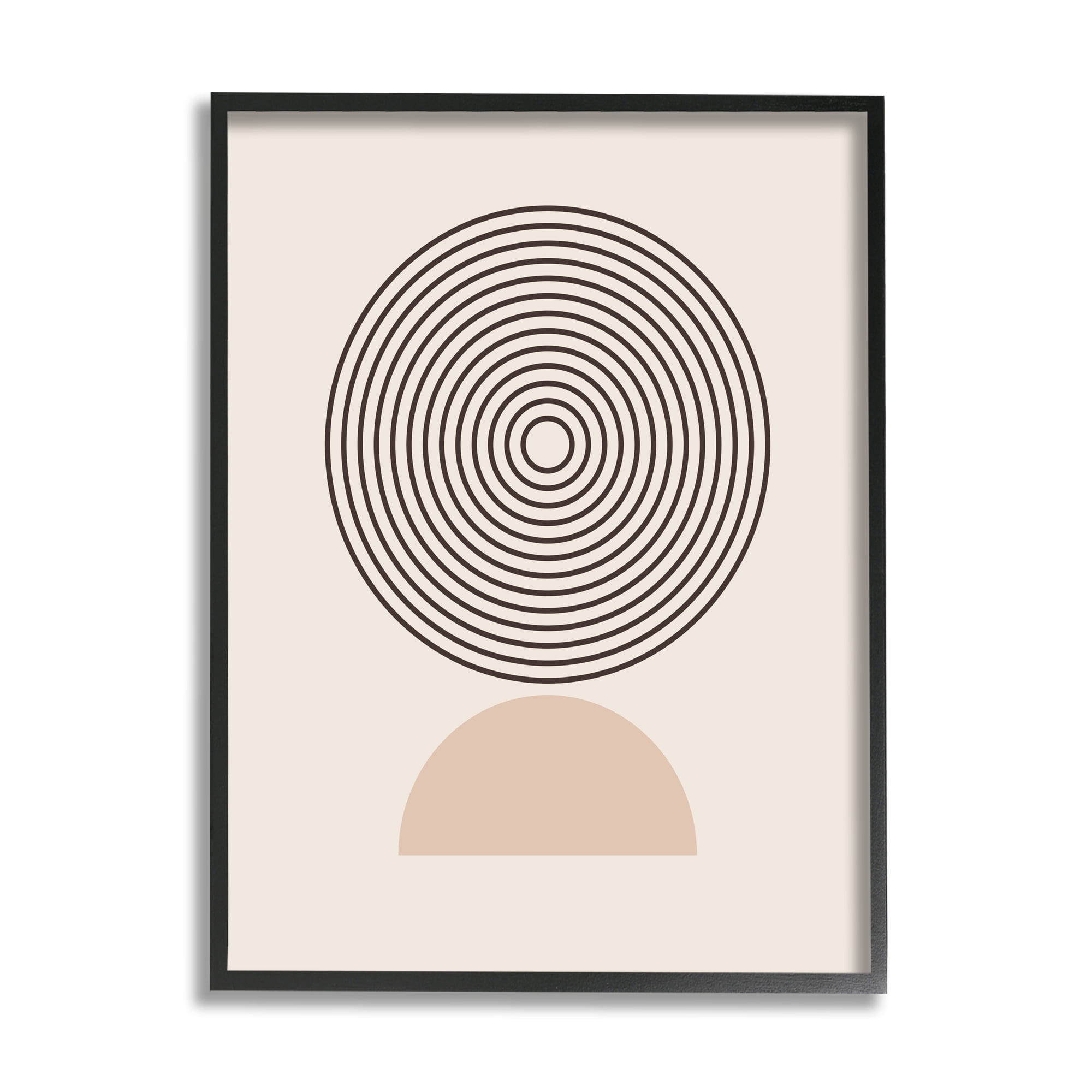 Stupell Industries Modern Circles on Beige Abstract Painting Black Framed Art Print Wall Art, 24 x 30