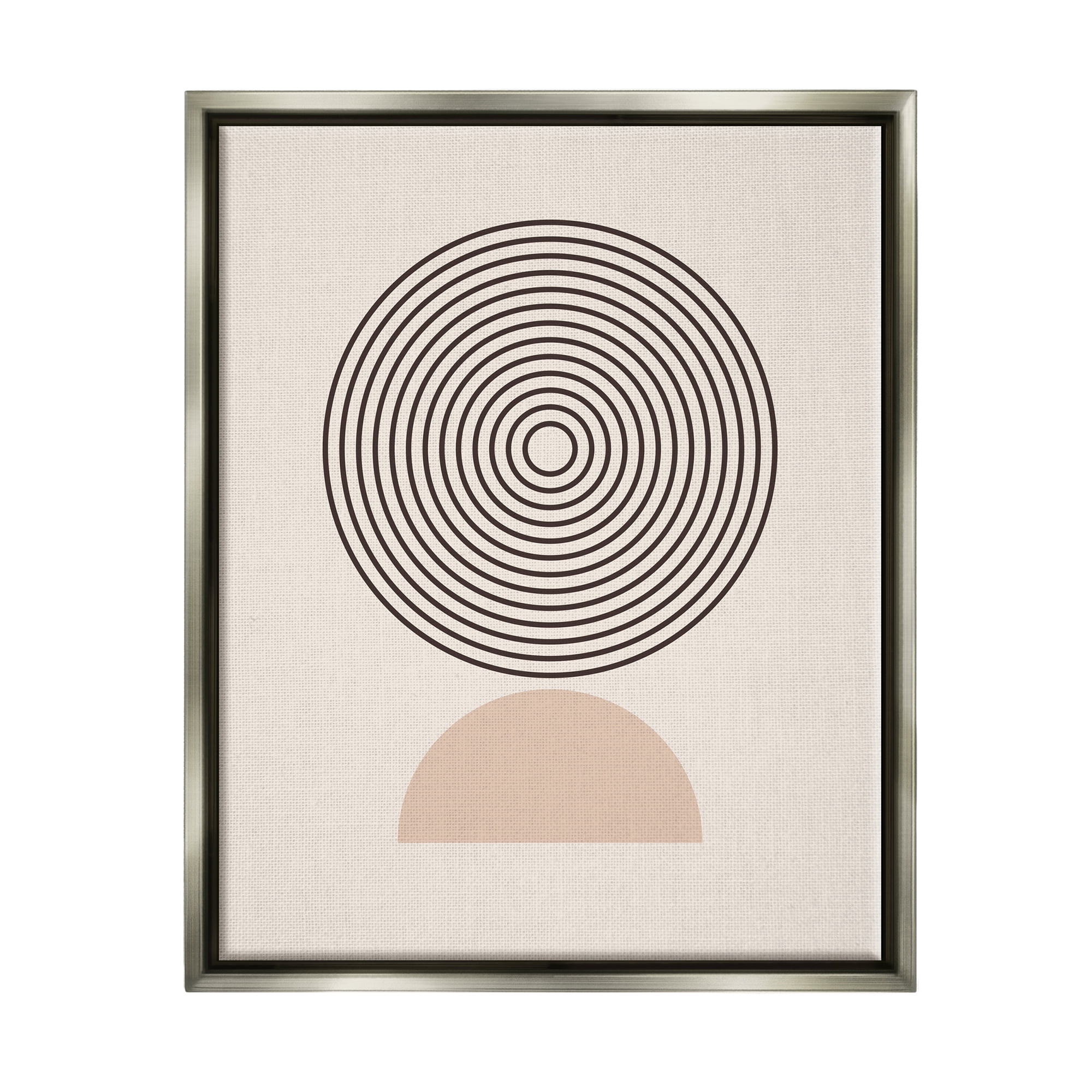 Stupell Industries Modern Circles on Beige Abstract Painting Gray Floater Framed Art Print Wall Art, 25 x 31