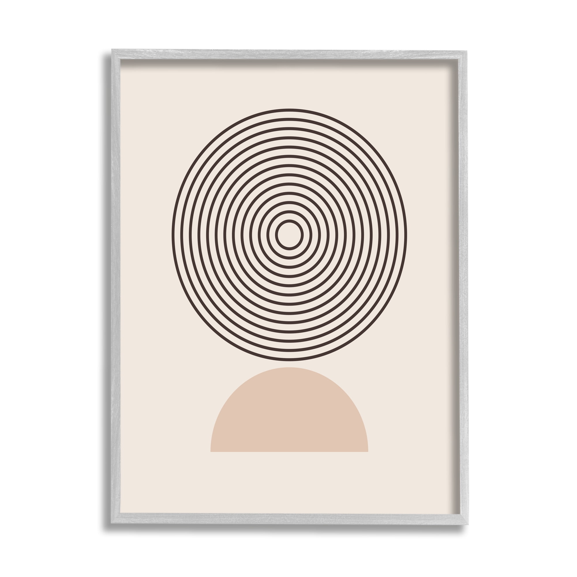 Stupell Industries Modern Circles on Beige Abstract Painting Gray Framed Art Print Wall Art, 11 x 14