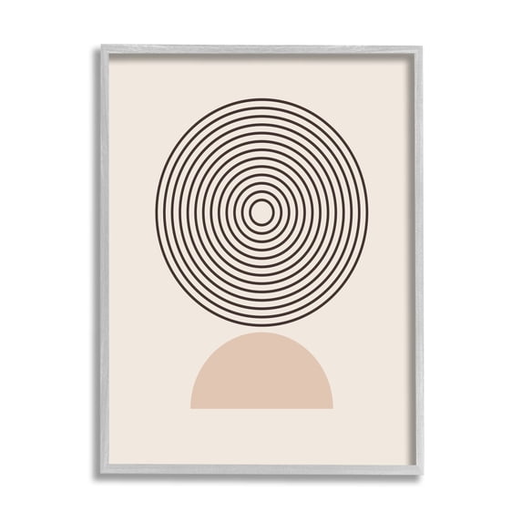 Stupell Industries Modern Circles on Beige Abstract Painting Gray Framed Art Print Wall Art, 16 x 20