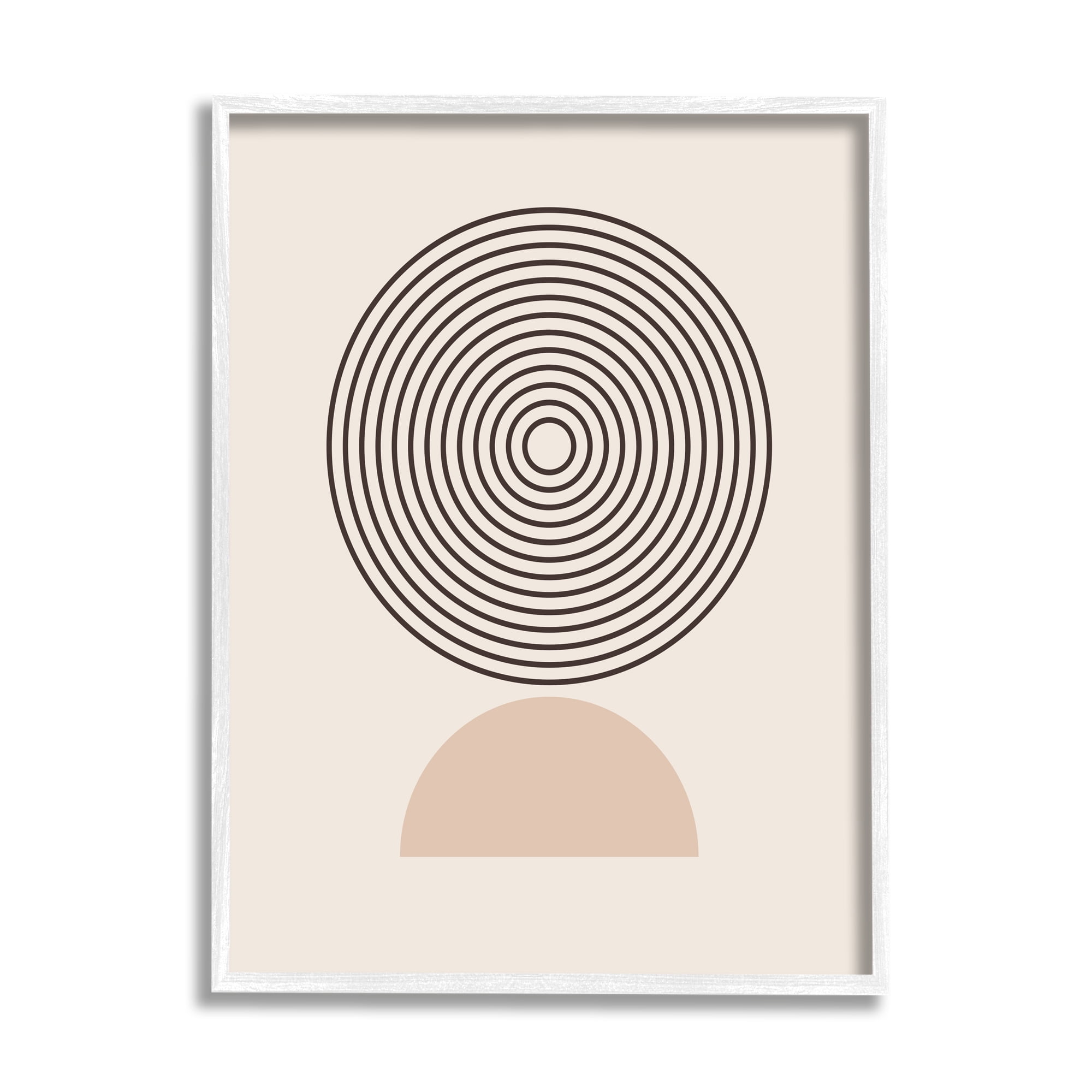 Stupell Industries Modern Circles on Beige Abstract Painting White Framed Art Print Wall Art, 16 x 20