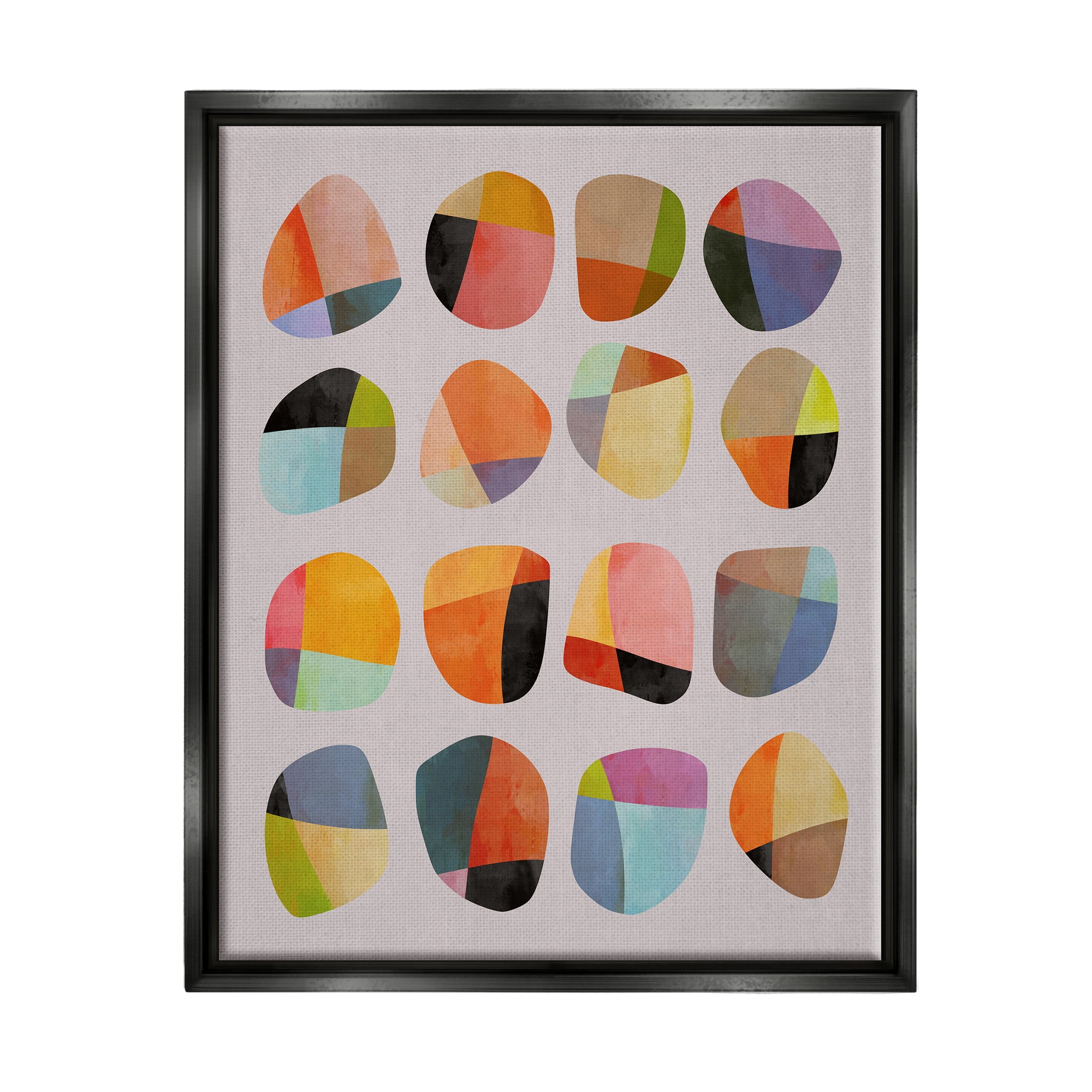 Stupell Industries Modern Circular Shapes Abstract Painting Black Floater Framed Art Print Wall Art, 25 x 31