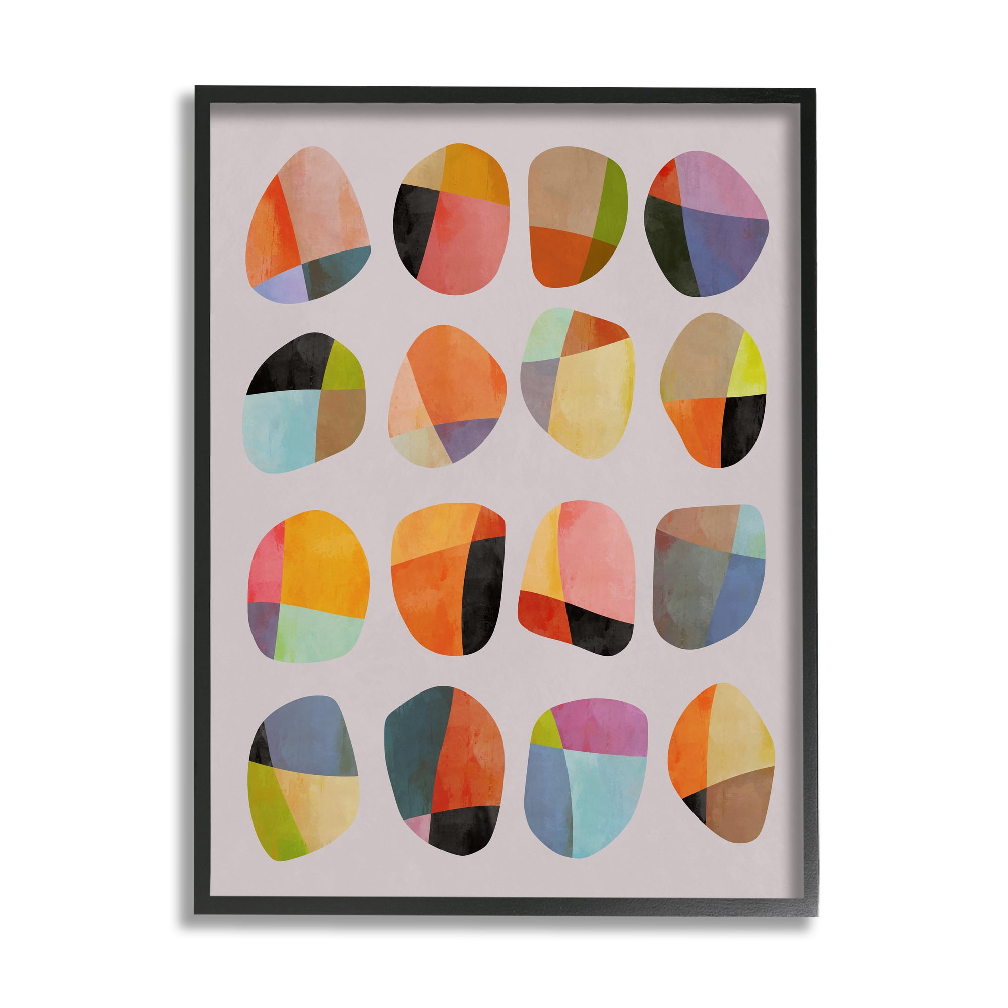 Stupell Industries Modern Circular Shapes Abstract Painting Black Framed Art Print Wall Art, 11 x 14